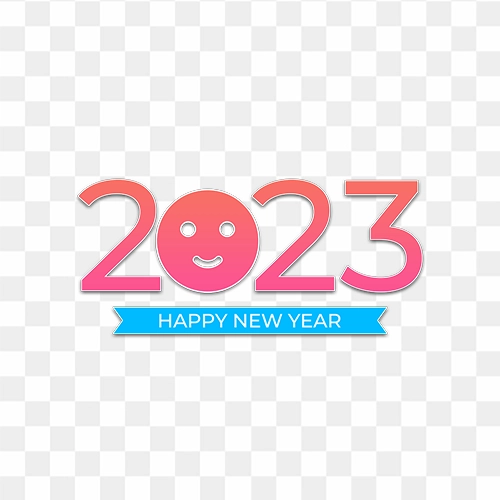 Happy New year 2023 text illustration transparent free png